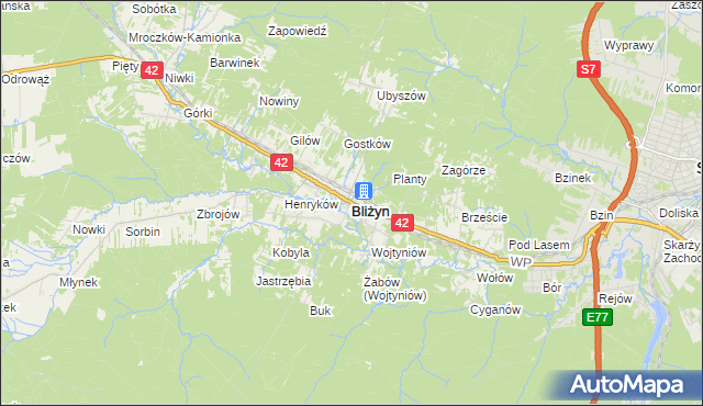 mapa Bliżyn, Bliżyn na mapie Targeo