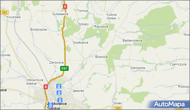 mapa Bobolice gmina Ząbkowice Śląskie, Bobolice gmina Ząbkowice Śląskie na mapie Targeo