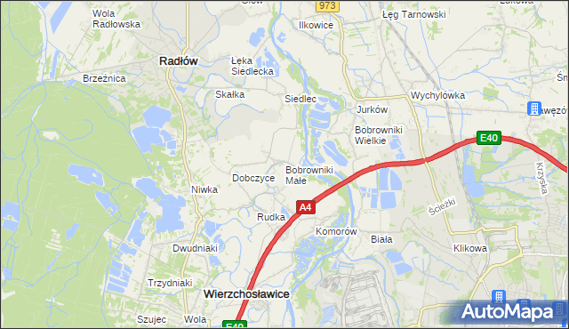 mapa Bobrowniki Małe, Bobrowniki Małe na mapie Targeo