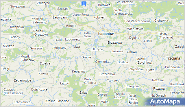 mapa Boczów gmina Łapanów, Boczów gmina Łapanów na mapie Targeo