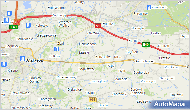mapa Bodzanów gmina Biskupice, Bodzanów gmina Biskupice na mapie Targeo
