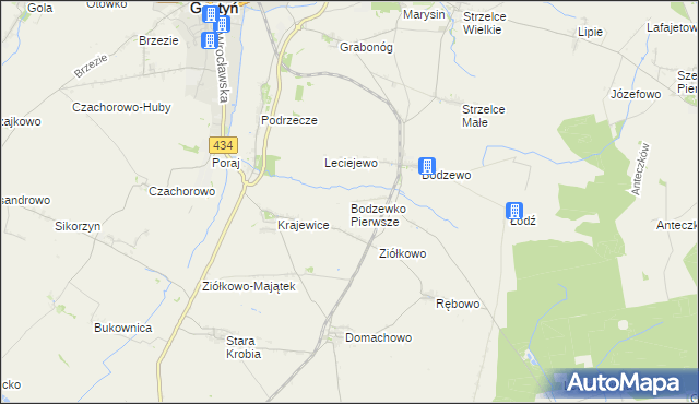 mapa Bodzewko Pierwsze, Bodzewko Pierwsze na mapie Targeo