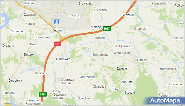 mapa Bogumiłów gmina Sieradz, Bogumiłów gmina Sieradz na mapie Targeo