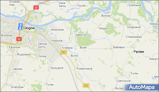 mapa Borek gmina Głogów, Borek gmina Głogów na mapie Targeo