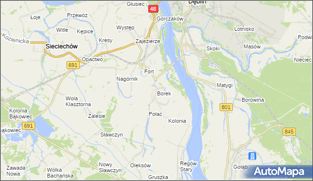 mapa Borek gmina Gniewoszów, Borek gmina Gniewoszów na mapie Targeo