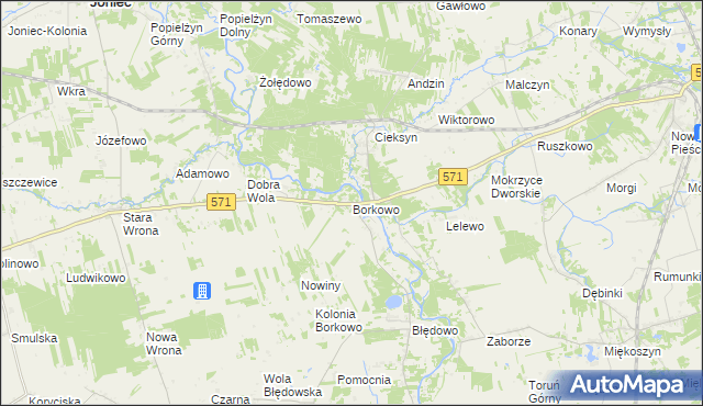 mapa Borkowo gmina Nasielsk, Borkowo gmina Nasielsk na mapie Targeo