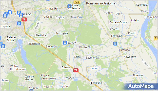 mapa Borowina gmina Konstancin-Jeziorna, Borowina gmina Konstancin-Jeziorna na mapie Targeo