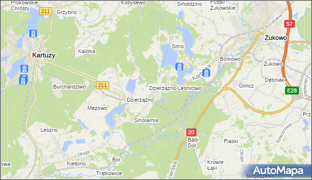 mapa Borowo gmina Kartuzy, Borowo gmina Kartuzy na mapie Targeo