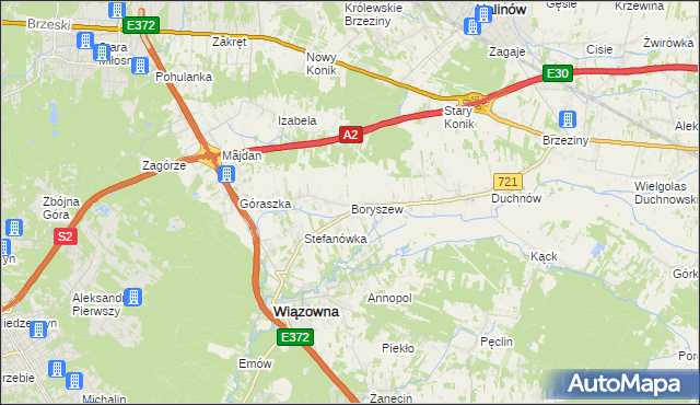 mapa Boryszew, Boryszew na mapie Targeo