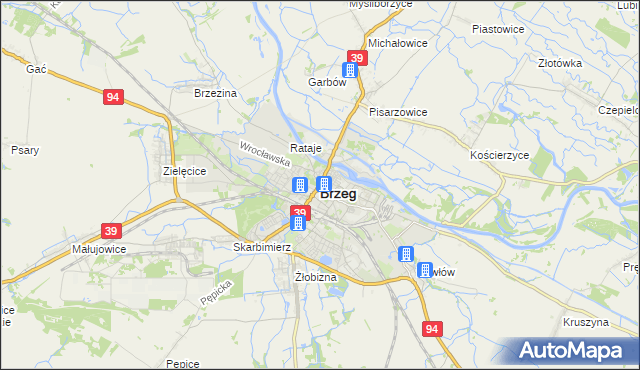 mapa Brzeg, Brzeg na mapie Targeo