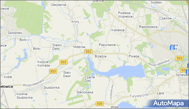 mapa Brzeźce gmina Pszczyna, Brzeźce gmina Pszczyna na mapie Targeo