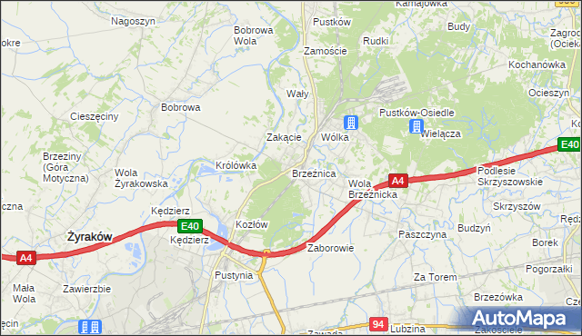 mapa Brzeźnica gmina Dębica, Brzeźnica gmina Dębica na mapie Targeo