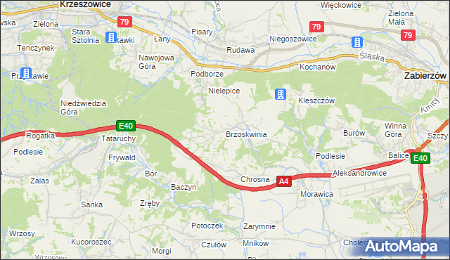 mapa Brzoskwinia, Brzoskwinia na mapie Targeo
