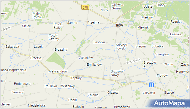 mapa Brzozowiec gmina Iłów, Brzozowiec gmina Iłów na mapie Targeo