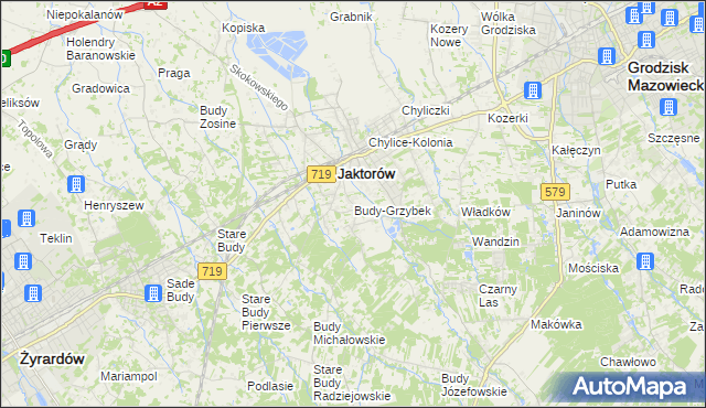 mapa Budy-Grzybek, Budy-Grzybek na mapie Targeo