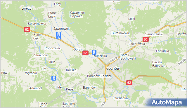mapa Budziska gmina Łochów, Budziska gmina Łochów na mapie Targeo