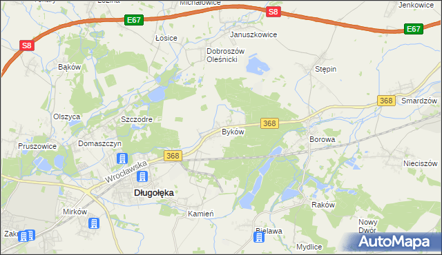 mapa Byków, Byków na mapie Targeo