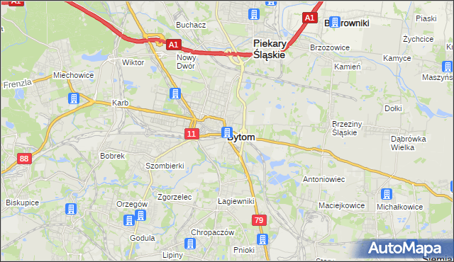 mapa Bytomia, Bytom na mapie Targeo