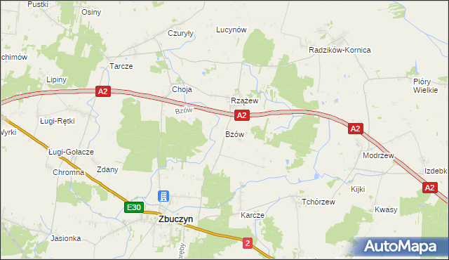 mapa Bzów, Bzów na mapie Targeo