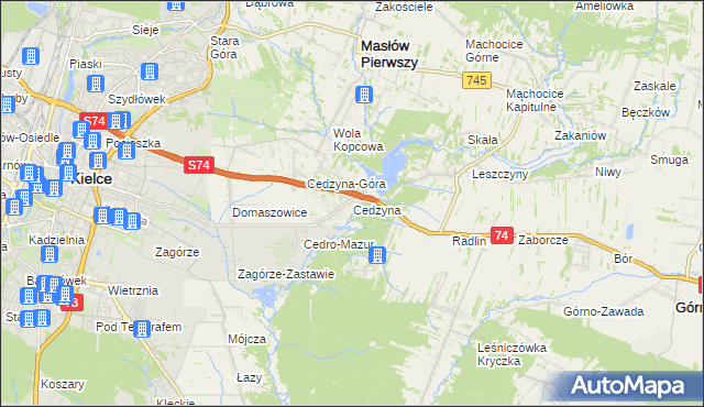 mapa Cedzyna, Cedzyna na mapie Targeo