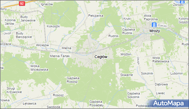 mapa Cegłów powiat miński, Cegłów powiat miński na mapie Targeo