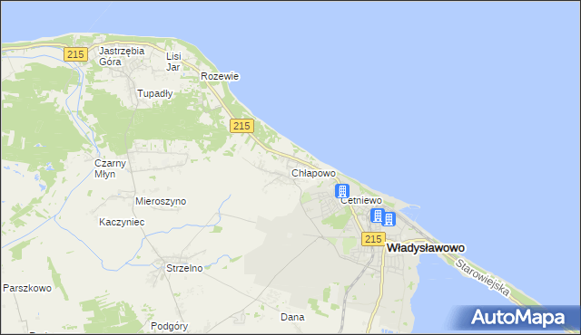 mapa Chłapowo gmina Władysławowo, Chłapowo gmina Władysławowo na mapie Targeo