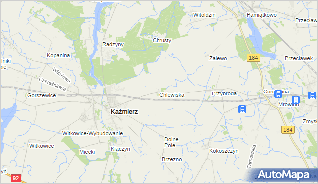 mapa Chlewiska gmina Kaźmierz, Chlewiska gmina Kaźmierz na mapie Targeo