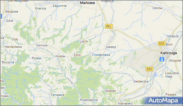 mapa Chodakówka, Chodakówka na mapie Targeo