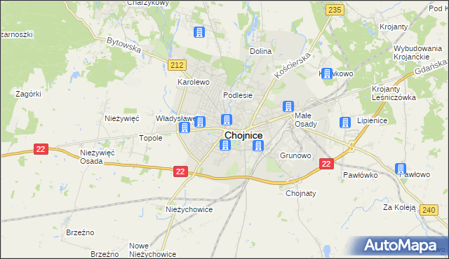 mapa Chojnic, Chojnice na mapie Targeo