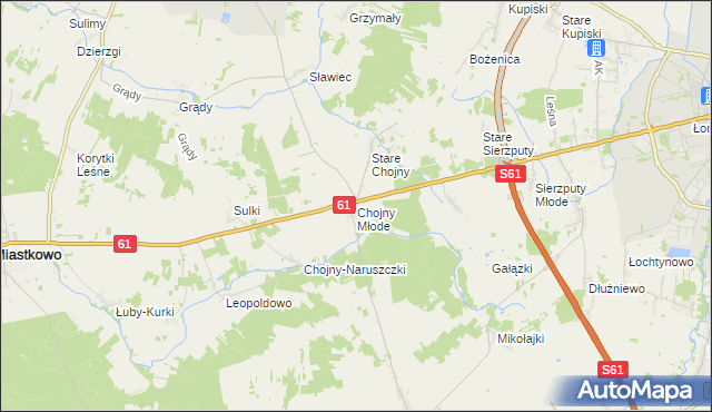 mapa Chojny Młode, Chojny Młode na mapie Targeo