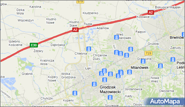 mapa Chrzanów Duży, Chrzanów Duży na mapie Targeo