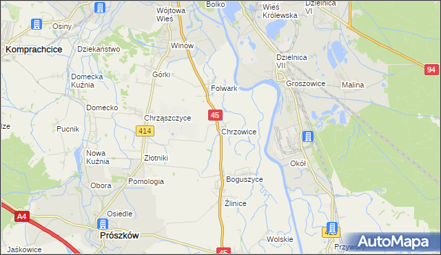 mapa Chrzowice, Chrzowice na mapie Targeo