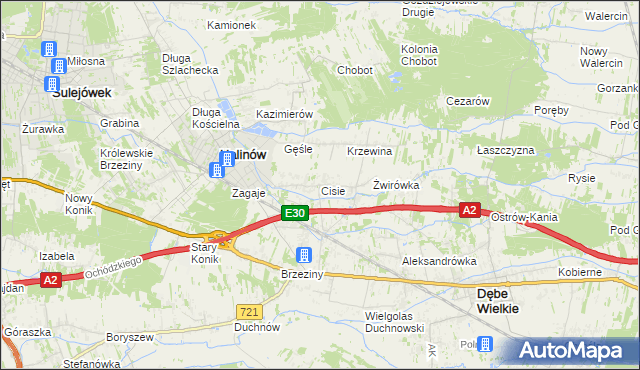 mapa Cisie gmina Halinów, Cisie gmina Halinów na mapie Targeo