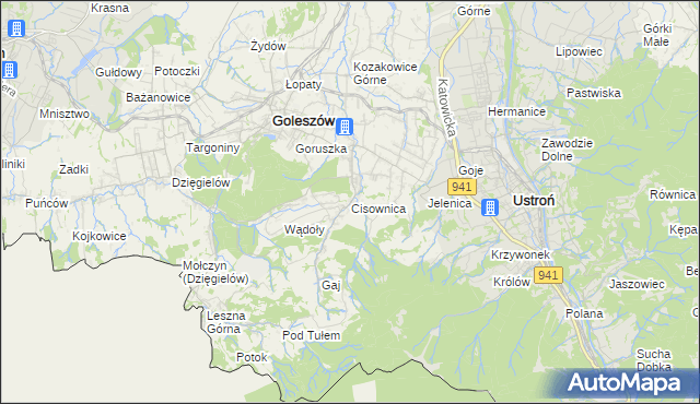 mapa Cisownica, Cisownica na mapie Targeo