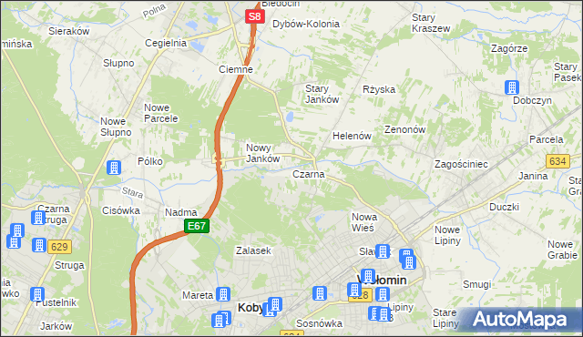 mapa Czarna gmina Wołomin, Czarna gmina Wołomin na mapie Targeo