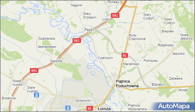 mapa Czarnocin gmina Piątnica, Czarnocin gmina Piątnica na mapie Targeo
