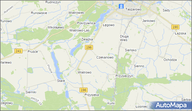 mapa Czekanowo gmina Wągrowiec, Czekanowo gmina Wągrowiec na mapie Targeo