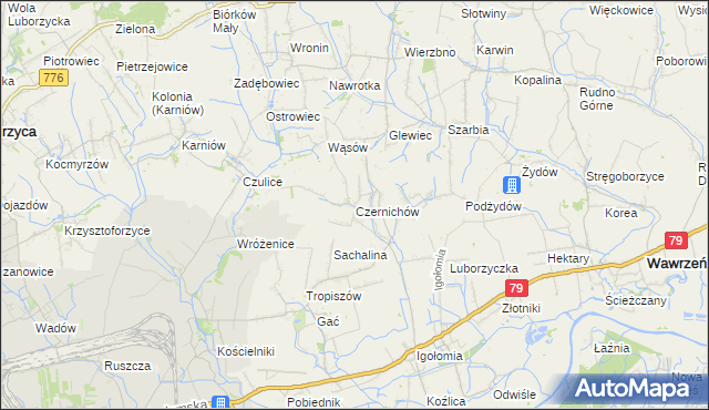 mapa Czernichów gmina Koniusza, Czernichów gmina Koniusza na mapie Targeo