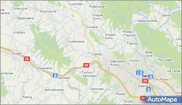 mapa Czerteż, Czerteż na mapie Targeo