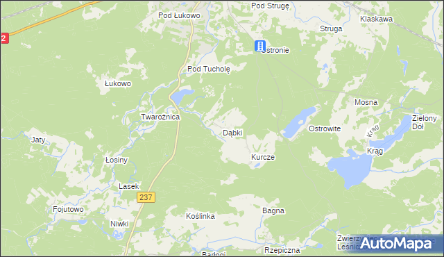 mapa Dąbki gmina Czersk, Dąbki gmina Czersk na mapie Targeo