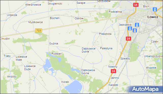 mapa Dąbkowice Dolne, Dąbkowice Dolne na mapie Targeo