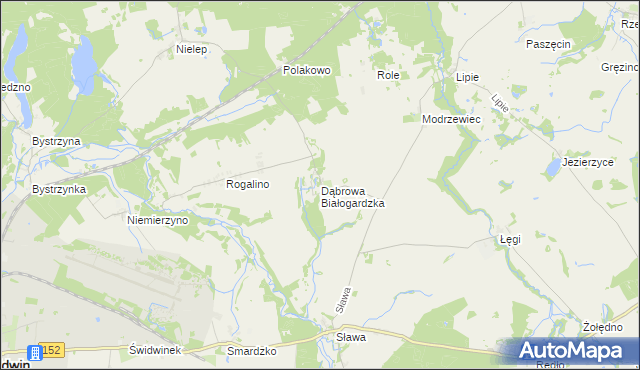 mapa Dąbrowa Białogardzka, Dąbrowa Białogardzka na mapie Targeo