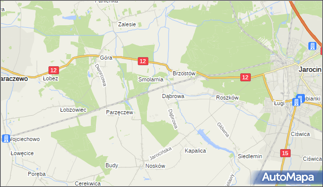 mapa Dąbrowa gmina Jarocin, Dąbrowa gmina Jarocin na mapie Targeo