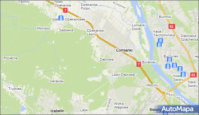 mapa Dąbrowa gmina Łomianki, Dąbrowa gmina Łomianki na mapie Targeo