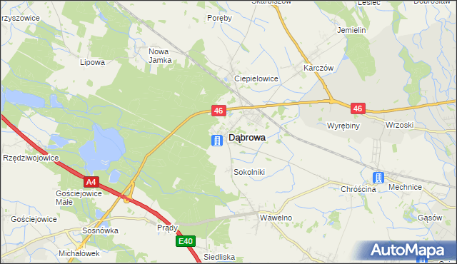 mapa Dąbrowa powiat opolski, Dąbrowa powiat opolski na mapie Targeo