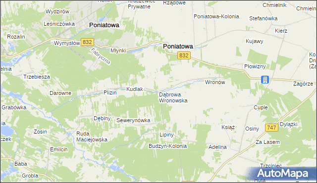 mapa Dąbrowa Wronowska, Dąbrowa Wronowska na mapie Targeo