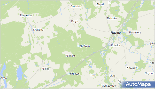 mapa Dąbrówka gmina Rąbino, Dąbrówka gmina Rąbino na mapie Targeo