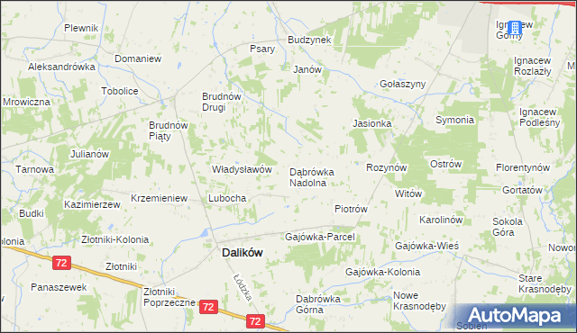 mapa Dąbrówka Nadolna, Dąbrówka Nadolna na mapie Targeo