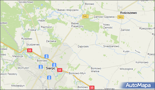 mapa Dąbrówki gmina Sierpc, Dąbrówki gmina Sierpc na mapie Targeo