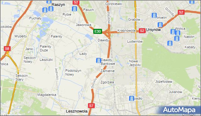 mapa Dawidy Bankowe, Dawidy Bankowe na mapie Targeo